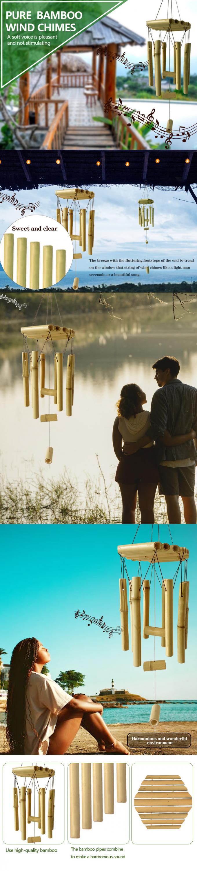 أجراس الرياح الخيزرانية ذات النغمة العميقة المذهلة لديكور الحديقة في المنزل أو في الخارج 1