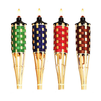 شعلة من الخيزران الطبيعي مع فتيل من الألياف الزجاجية القابلة للاستبدال - لحفلات الفناء الخلفي وحفلات الزفاف وإضاءة الممرات