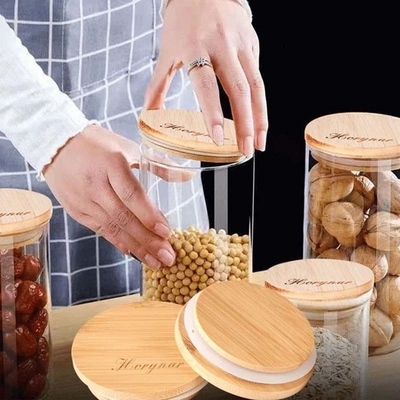 Mildewproof مخصص الخشب الأغطية الحبوب البسكويت تخزين الجرار المنزل استخدام المطبخ
