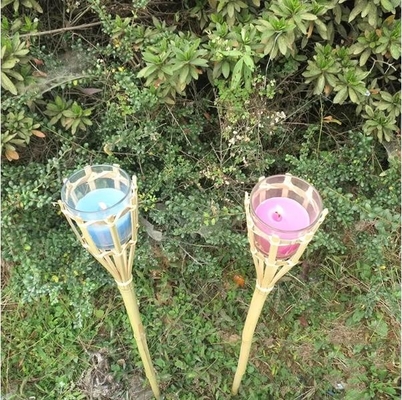 Yard Garden Outdoor Bamboo Tiki Torch مع علبة زيت بديلة قابلة لإعادة الملء