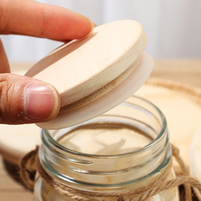 العطور شمعة غطاء زجاجة الخيزران جرة غطاء شعار الليزر لأكواب الزجاج البلاستيكية