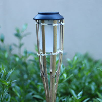 Yard Garden Outdoor Bamboo Tiki Torch مع علبة زيت بديلة قابلة لإعادة الملء