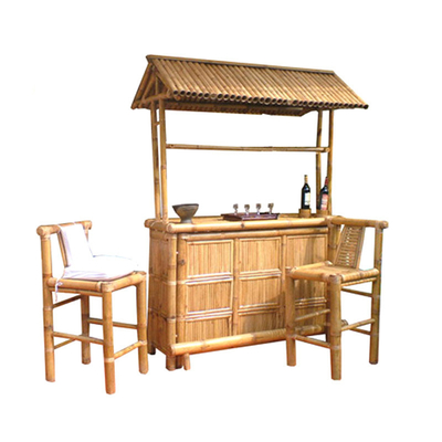 220x160cm Tiki Bar Bamboo Bar Bench Bar مع كراسي سقف مقاوم للماء في الهواء الطلق