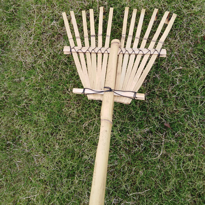 9 Tine 120cm Bamboo Rake مصنوع يدويًا صديقة للبيئة حديقة Rakes Harrow