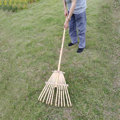 9 Tine 120cm Bamboo Rake مصنوع يدويًا صديقة للبيئة حديقة Rakes Harrow