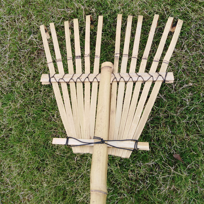 9 Tine 120cm Bamboo Rake مصنوع يدويًا صديقة للبيئة حديقة Rakes Harrow