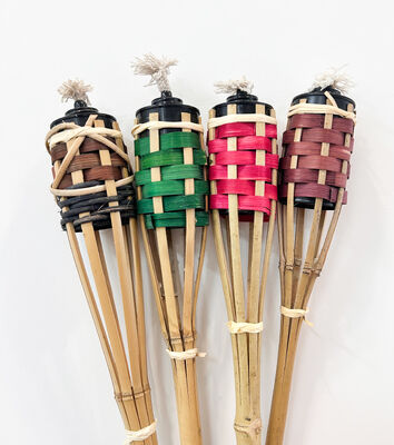 شعلة من الخيزران الطبيعي للتخييم في الهواء الطلق وديكور حفلات الحدائق، شعلة نار صديقة للبيئة مصنوعة يدويًا ومقاومة للماء