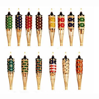 مشعل الخيزران الطبيعي للتخييم في الهواء الطلق، ديكور حفلة الحديقة، مصنع يدوي مشعل النار الصديق للبيئة، مقاوم للماء